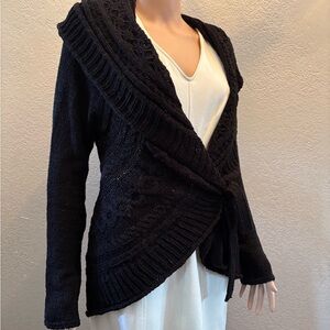 BCBGMaxAzria Black Knit Wrap Cardigan